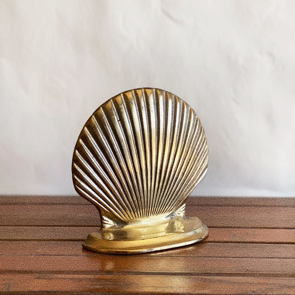 Vintage Flat Brass Seashell Book End